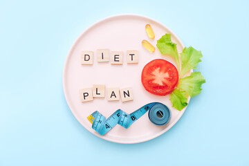 Diet and weight loss concept. Top view