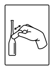 A gloved hand opens the ampoule. Vector illustration.