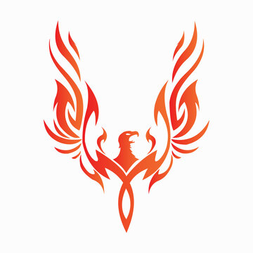 vector poenix logo with fire gradient color