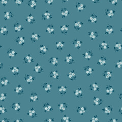 Vector seamless pattern with blue flowers.