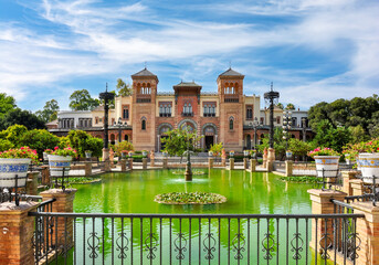 Fototapeta premium Mudejar pavilion in Maria Luisa park, Seville, Spain