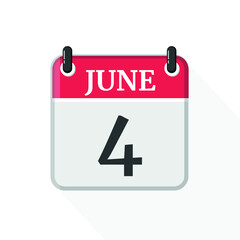 Calendar on white background. 4 June. 