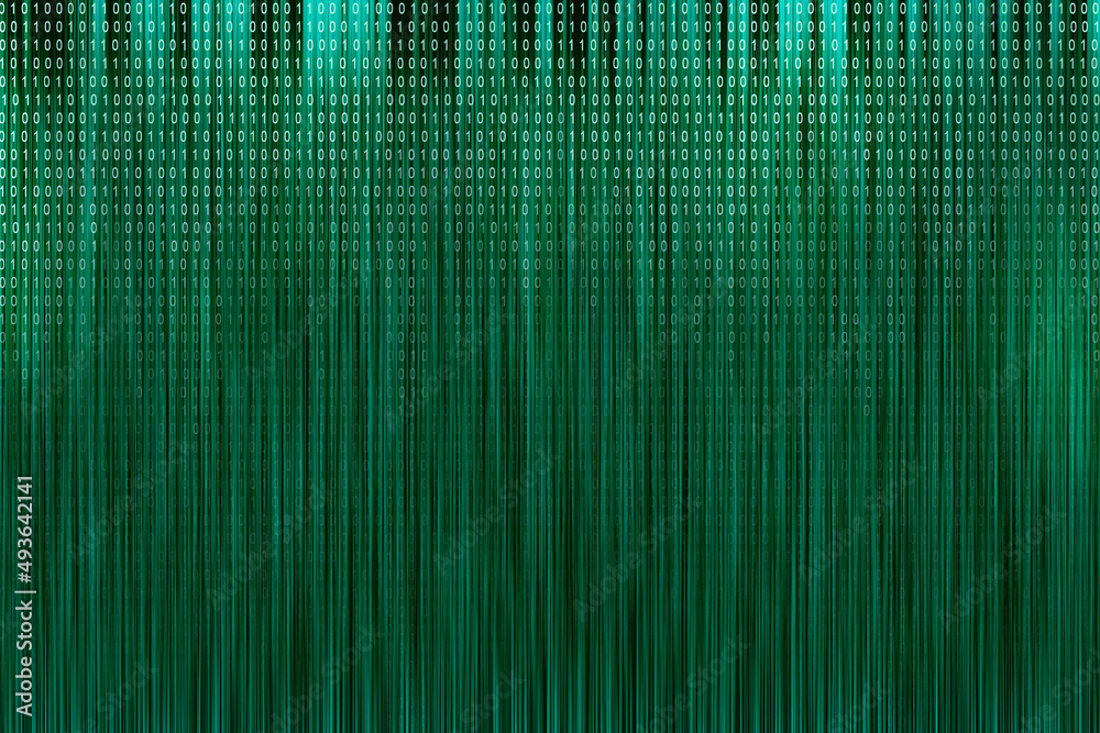 Wall mural green digital data matrix background