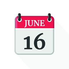 Calendar on white background. 16 June. 