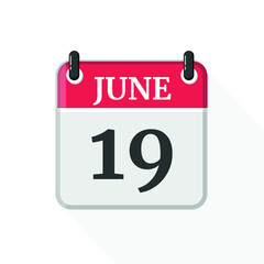 Calendar on white background. 19 June.