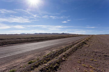 Fototapeta na wymiar View of desert land going from Calama to San Pedro de Atacama