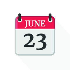 Calendar on white background. 23 June.