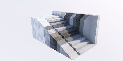 Illustration of repairing a concrete street staircase. 