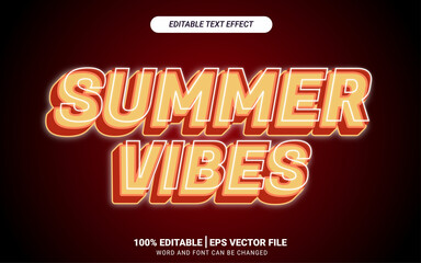 Summer vibes 3d text effect template headline modern style vector