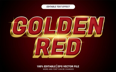 Golden red shiny 3d editable text effect template style vector