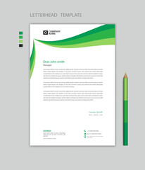 Creative Letterhead template vector, minimalist style, printing design, business advertisement layout, Green background concept, simple letterhead template mock up, company letterhead design