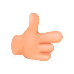 Hand with index finger to the right in vector cartoon comic style, volumetric hand with index finger to the right 3d vector illustration.