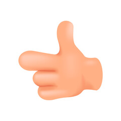Hand with index finger to the left in vector cartoon comic style, volumetric hand with index finger to the left 3d vector illustration.