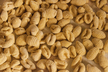hands kneading gnocchi, Woman working with dough