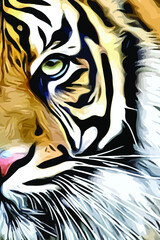 tiger face digital art vector, tiger half-face art vector. tiger head vector.