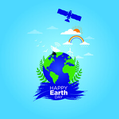 Naklejka premium Happy Earth Day. April 22. Holiday concept. Template for background, banner, card, poster. vector illustration.