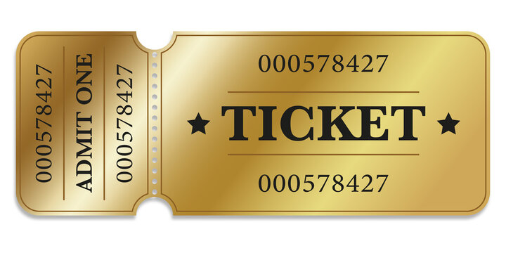 Golden ticket. Vector illustration.