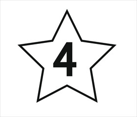 Fototapeta premium number 4. black vector with star and white background.