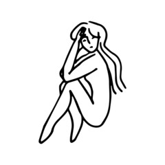 Illustration of a beautiful woman posing. Boho surreal art designs for logos and symbols