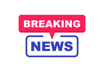 Breaking news label with megaphone. Latest news. Announce loudspeaker icon. Vector illustration.