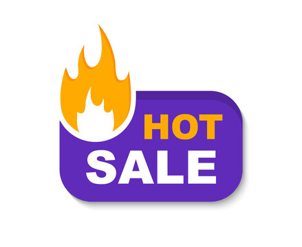 Hot Sale banner. Special and limited offer. Sale countdown badge. Promo sticker with fire. Vector illustration.
