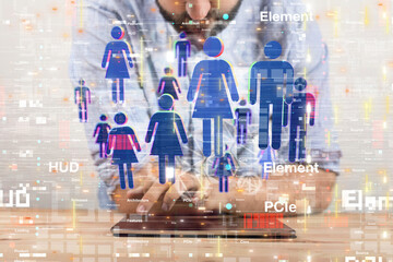 Global network. Blockchain. 3D illustration. Neural networks and artificial intelligence. Abstract