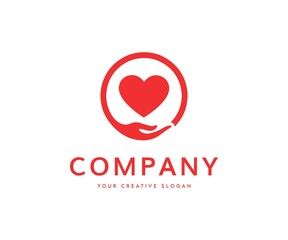 Caring heart logo design vector. Love heart logo design