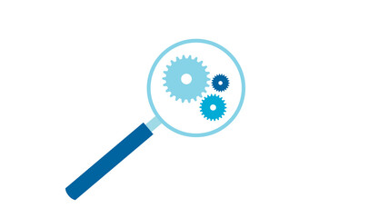 analisi, controllo, lente di ingrandimento, ingranaggi, meccanica,  © xyz+