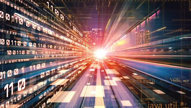 Software development, application programming code and tacit computer coding . Concept of smart digital transformation and technology disruption that changes global trends in new information era .