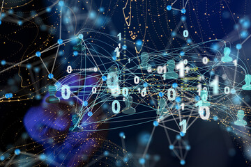 Abstract technology group and data 3d