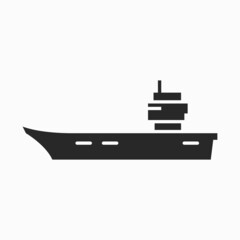 Obraz premium aircraft carrier ship icon. war ship marine symbol. isolated vector image