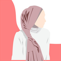 Flat style illustration of beautiful Muslim woman wearing hijab