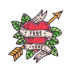 old school tattoo illustration vector set. hand drawn valentine heart illustrations, angel, pierced heart, mom heart tattoo, dad heart tattoo, amor, love traditional tattoo style
