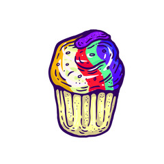 muffins and cupcakes hand drawn vector illustration collection. collection of different isolated desserts on white background for graphic design
