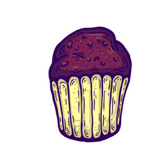 muffins and cupcakes hand drawn vector illustration collection. collection of different isolated desserts on white background for graphic design

