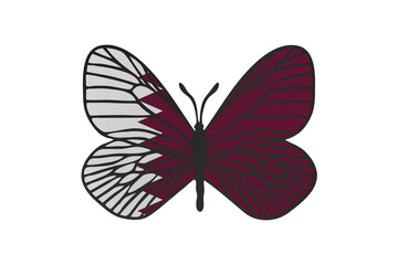 Obraz na płótnie Canvas Butterfly wings in color of national flag. Clip art on white background. Qatar