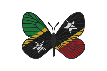 Butterfly wings in color of national flag. Clip art on white background. Saint Kitts and Nevis