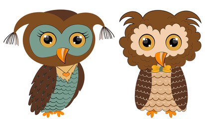 owl character, cartoon flat design