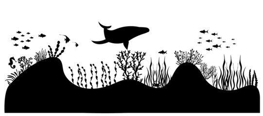 bottom of the sea silhouette isolated vector