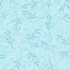 Floral seamless with hand drawn color leaves. Cute autumn background. Tropic blue branches. Modern floral compositions. Fashion vector stock illustration for wallpaper, card, fabric, textile.