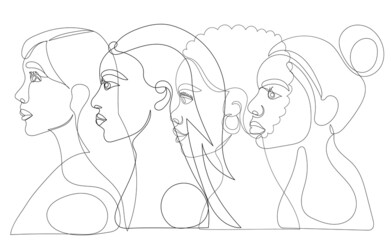 women one line drawing vector, isolated