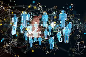 Abstract technology group and data 3d