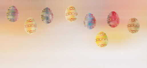 Illustration pour Pâques, oeufs suspendus et beaucoup de place pour votre texte personnalisé
