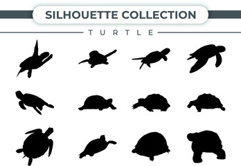 silhouette collection of turtle 