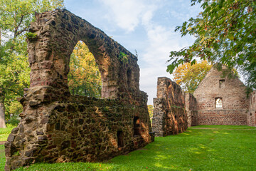 The ruins of the monastery church in Nimbschen, a former Cistercian abbey near Grimma in the Saxon...