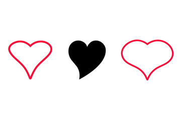 Heart icon set. Love sign isolated on a background, vector 