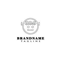 halloween frankenstein logo cartoon template icon vector illustration