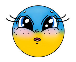 Scared little Ukraine painted blue and yellow unic art separeted on the white background