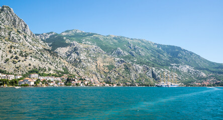 Panorama of the Bay of Kotor and the town Kotor