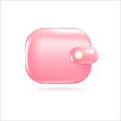 Red wallet in vector cartoon comic style, wallet 3d vector illustration.